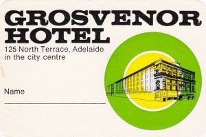 Australia Adelaide Grosvenor Hotel Vintage Luggage Label sk3764