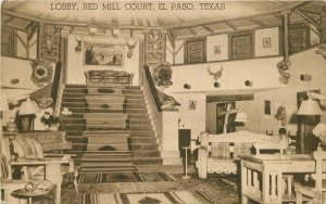 Texas El Paso Red Mill Court 1930s Lobby Interior Associate Postcard 22-5111