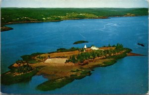 St Croix Island Maine New Brunswick Scenic Birds Eye View Chrome Postcard 