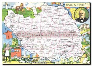 Postcard Old Vendee Tiffauges Clmenceau Noirmoutier Yeu Island tourist map