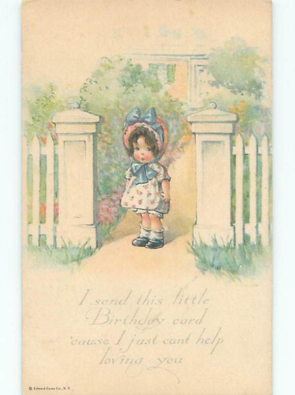 Pre-Linen CUTE GIRL STANDING AT THE GATE AC4652