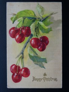 Greeting HAPPY CHRISTMAS Bunch of Cheery Old Satin Postcard by Raphael Tuck 8986