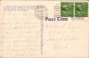 Vtg Ann Arbor Michigan MI University of Michigan Hospital 1950s Linen Postcard