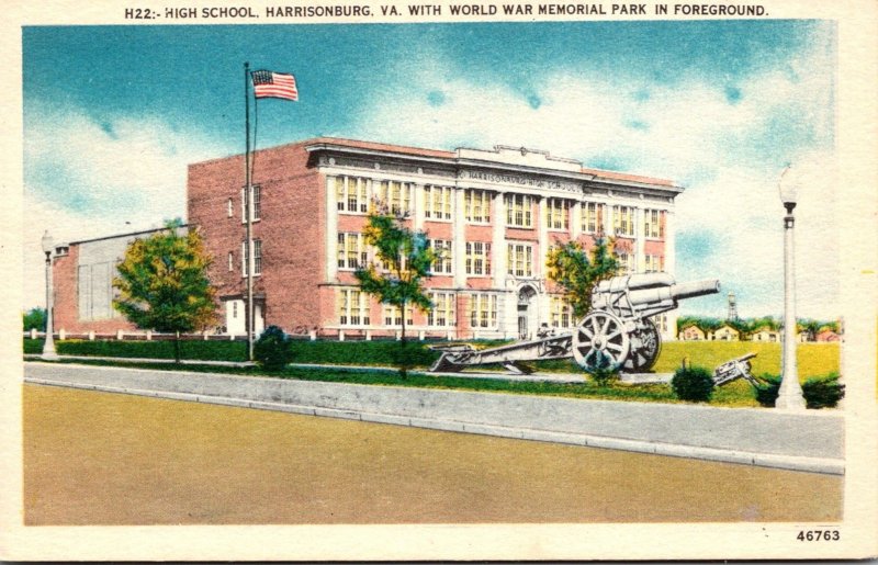 Virginia Harrisonburg High School With World War Memorial Park In Foreground