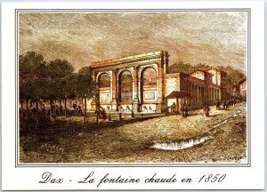 VINTAGE CONTINENTAL SIZE POSTCARD FROM 1850 ENGRAVING-TYPE DAX FRANCE