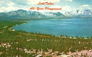 Vintage Postcard Stateline California & Nevada South End of Lake Tahoe Nevada
