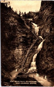 USA Seven Falls South Cheyenne Canyon Colorado Vintage Postcard 09.71