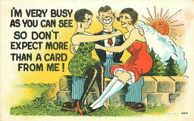 1920s Busy Swell with women Comic humor artist impression Postcard 22-2903