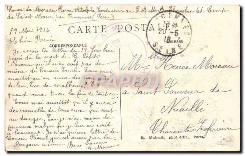 Postcard Old Aeroplan evoluatn dessu the old fort at Vincennes