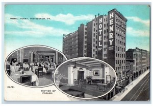c1940 Hotel Henry Section Parlor Cafe Exterior Pittsburgh Pennsylvania Postcard 