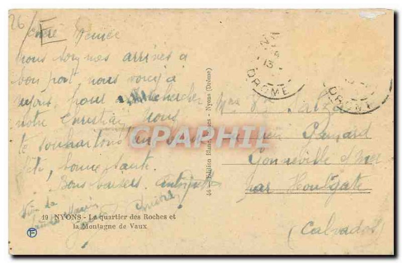 Old Postcard Nyons The Rocks district and Vaux mountain