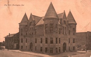 Vintage Postcard 1910 City Hall Building Historic Landmark Huntington Indiana IN