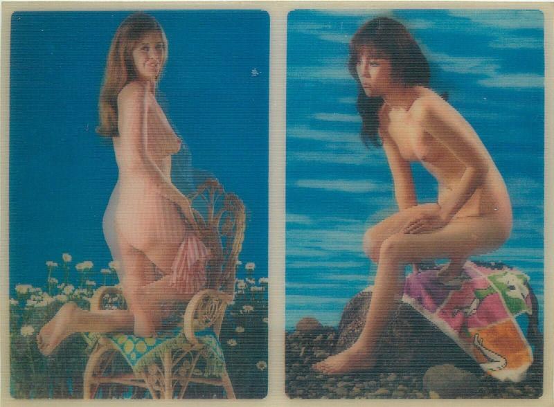 Lenticular stereo 3D with/without clothes bikini asian beauty Toppan postcard