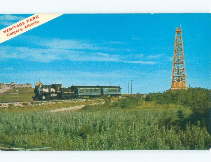 Pre-1980 VINTAGE STEAM TRAIN AT HERITAGE PARK Calgary Alberta AB c8541