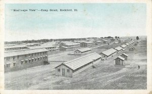 WWI Postcard Birds Eye view Camp Grant Rockford IL