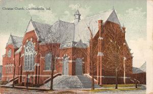 Crawfordsville Indiana Chrisitan Church Exterior Antique Postcard (K2323)