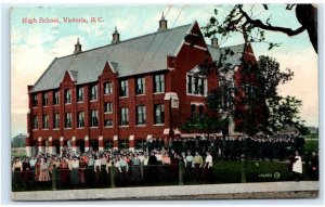 VICTORIA, BC Canada ~ HIGH SCHOOL & Whole Student Body? 1910 Postcard