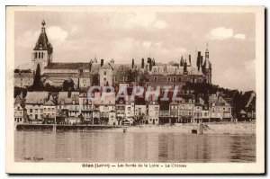 Old Postcard Gien Loiret The banks of the Loire Chateau
