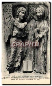 Old Postcard Cathedral of Chartres Lintel South West portal The Annunciation