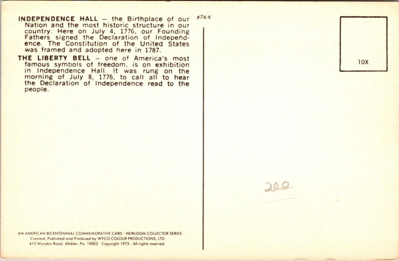 Interior Liberty Bell Outside View Independence Hall US Flags Postcard VTG UNP 