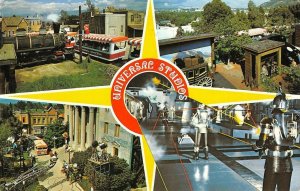 UNIVERSAL STUDIOS Back Lot, Battle of Galactica, Train 1980 Vintage Postcard