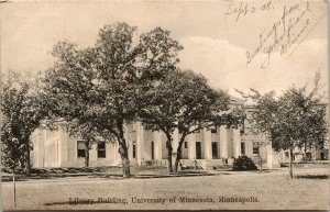 Vtg Minneapolis MN Library Building University of Minnesota 1908 UDB Postcard