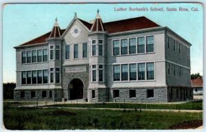 SANTA ROSA, California CA  LUTHER BURBANK'S SCHOOL Sonoma County c1910s Postcard