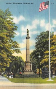 SUNBURY, PA Pennsylvania  SOLDIERS MONUMENT~Civil War Statue  c1940's Postcard