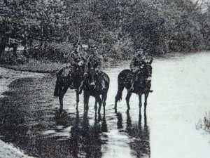 Hampshire FLEET The Lake shows SOLDIERS ON HORSES - Old Postcard by Frank Parker