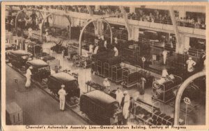 Chevrolet Assembly Line, General Motors Bldg Worlds Fair Vintage Postcard H26