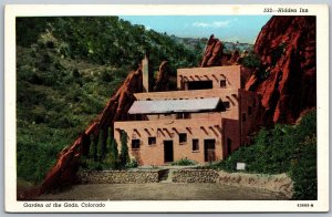 Vtg Colorado CO Hidden Inn Garden Of The Gods Indian Pueblo Postcard