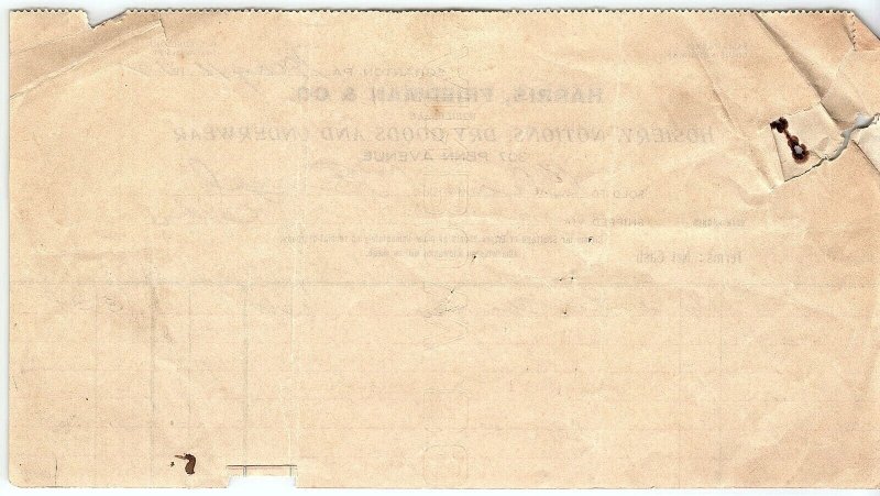 1912 HARRIS FRIEDMAN & CO SCRANTON PA HOSIERY NOTIONS BILLHEAD INVOICE Z2289