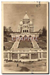 Postcard Old Paris and Wonders The Basilica of Sacre Coeur in Montmartre and ...