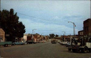 Gillette Wyoming WY Street Scene Tow Truck Van Cars Vintage Postcard