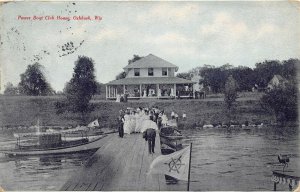 Oshkosh Wisconsin 1908 Postcard Power Boat Club House