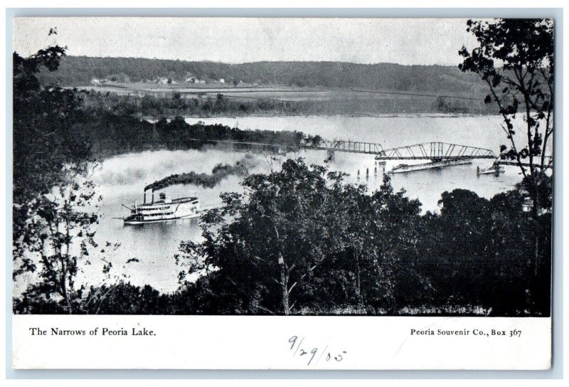 1905 The Narrows of Peoria Lake Peoria Illinois IL Unposted Antique Postcard 