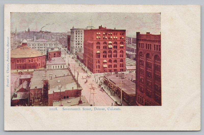 Denver Colorado~Air View 17th Street~Vintage Postcard 