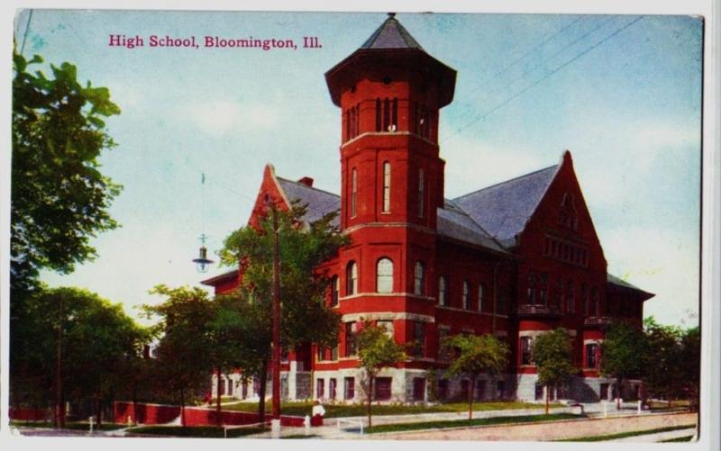 c1910 BLOOMINGTON Ill Illinois Postcard HIGH SCHOOL MCCLEAN COUNTY