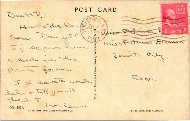 Cove at Point Breeze, Lake Wentworth, Wolfeboro NH Vintage Postcard U26