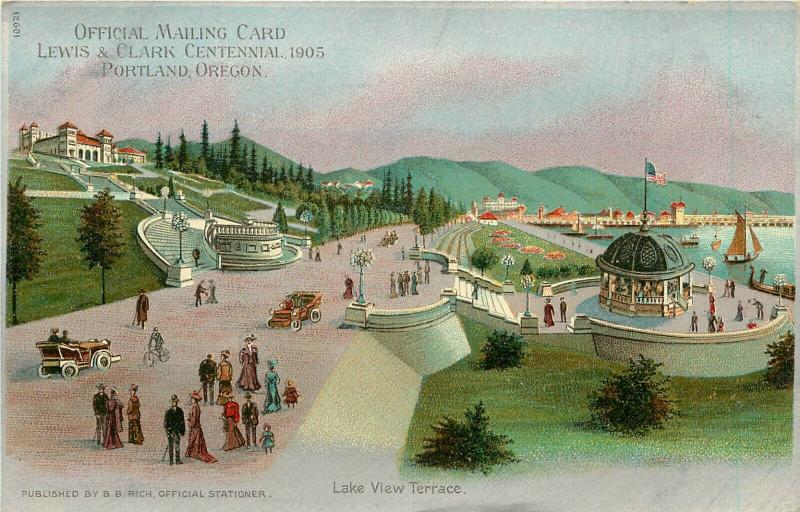 1905 Lewis & Clark Centennial Expo Mailing Card Portland OR Lake View Terrace