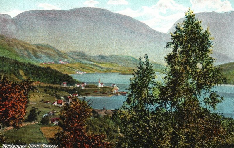 Norway, Norwegian Scenic Hardanger Hardangerfjord Ulvik Vintage Postcard c1910