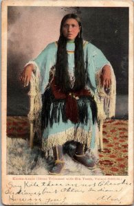 1907 USA Postcard Cover to Laclede MO Native American Indian Trimed Attire
