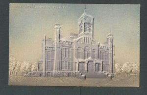 Ca 1909 Post Card Fond Du Lac WI Court House Blue Purple & Gray Airbrushed---