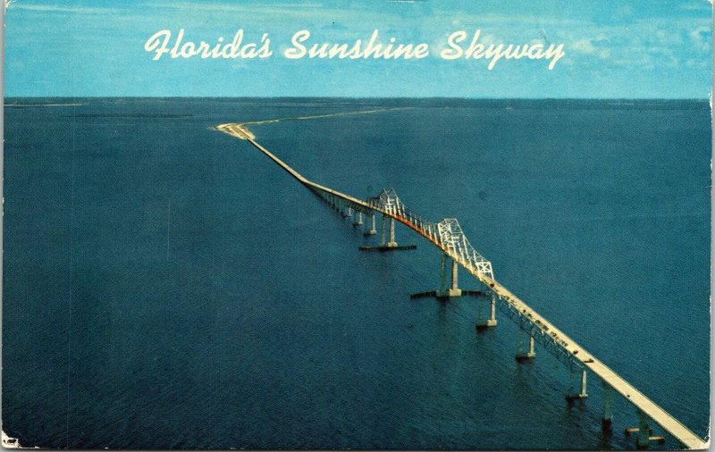 Florida Sunshine Skyway Bridge Causeway Tampa Bay FL Postcard VTG UNP Mirro  