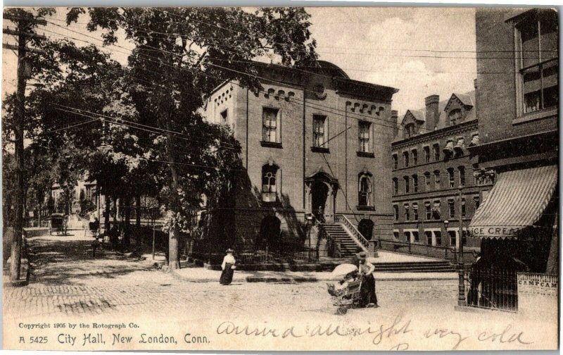 City Hall, New London CT Undivided Back c1905 Vintage Postcard W13