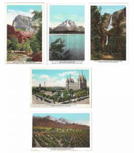 Union Pacific Railroad Pictorial Postcards CA WY UT 5 Diff includ National Parks