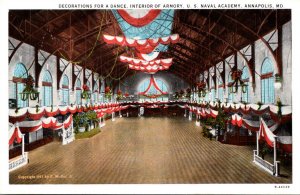 Maryland Annapolis Armory Interior Decorations For A Dance U S Naval Academy ...