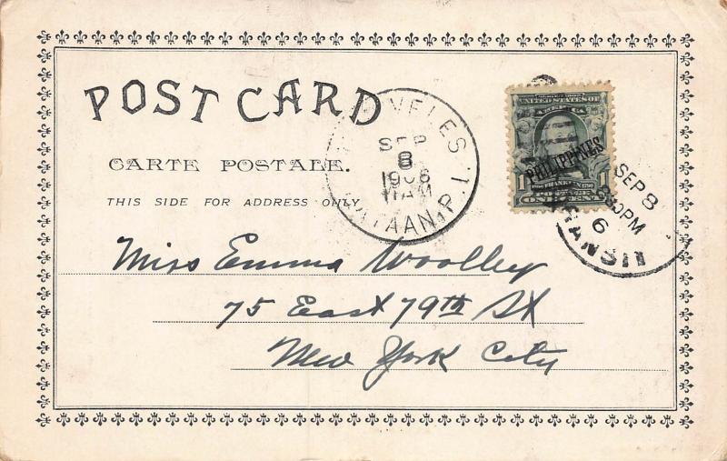 Manila Casco, Manila, U.S. Philippines, Very Early Postcard, Used in 1906