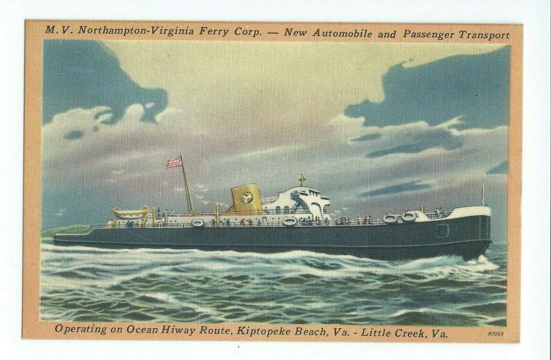 Postcard M.V. Northampton Virginia Ferry Corp Kiptopeke Beach Virginia VPC01.