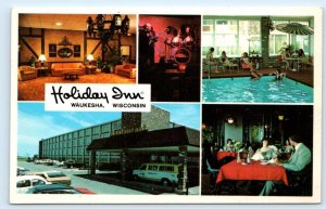 WAUKESHA, WI Wisconsin ~  HOLIDAY INN c1970s Multiview Onieda County Postcard